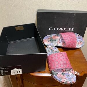 Coach Pink and Floral Pattern Slides